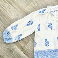 Natalie Embroidered Top Entro 3/4 Sleeve Close UP