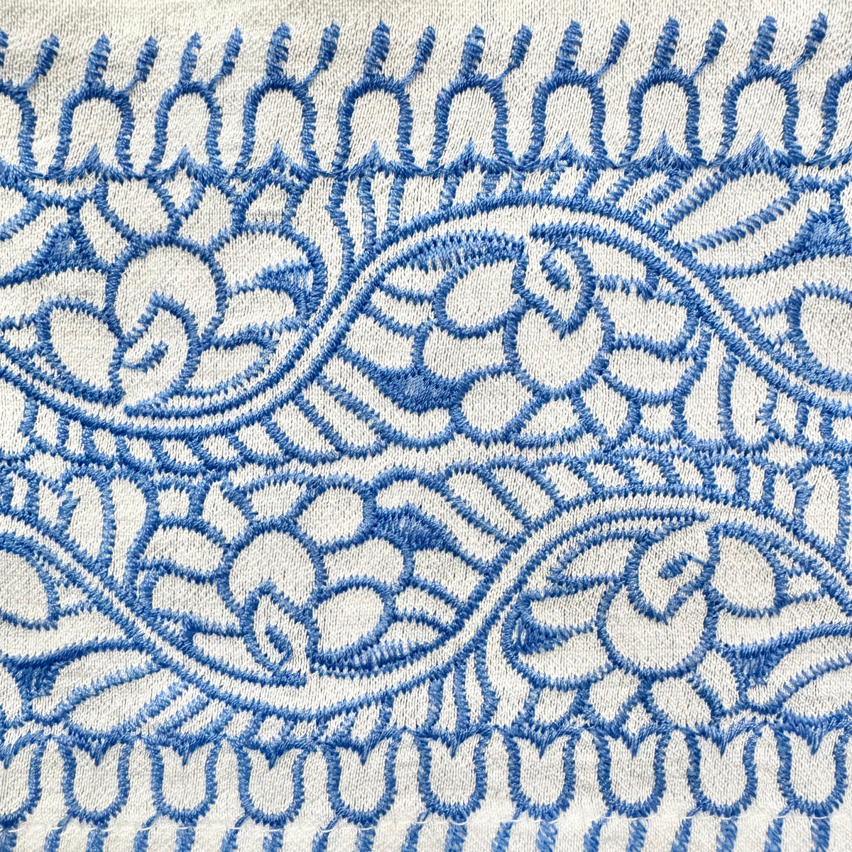 Natalie Embroidered Top Entro 3/4 Sleeve Embroidery Close Up Light Blue