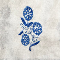 Natalie Embroidered Top Entro 3/4 Sleeve Light Blue Embroidery Detail