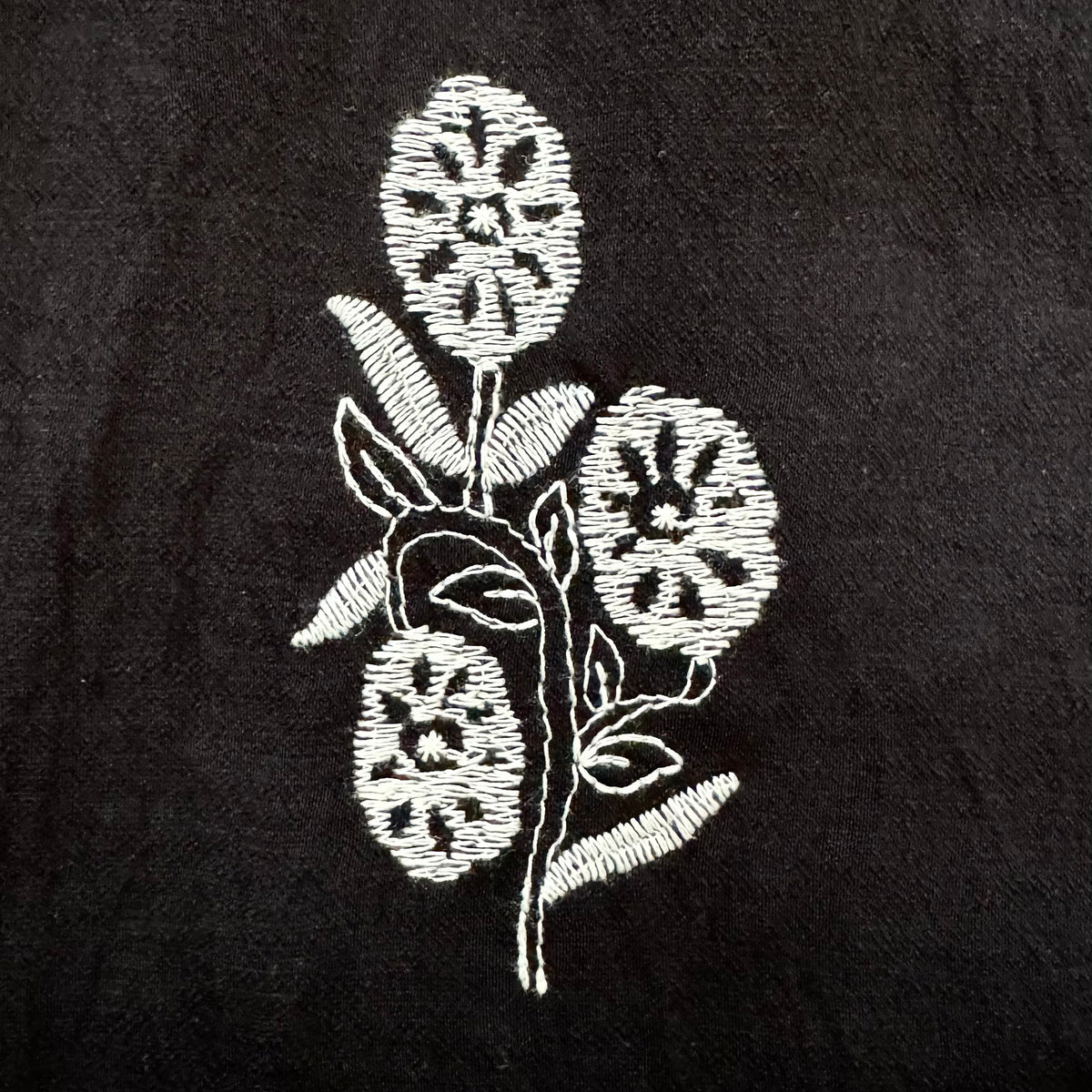 Natalie Entro Embroidered Top Black Embroidery Detail