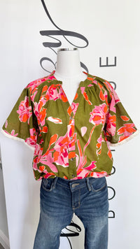 Olive Green Pink and Orange THML Top Mannequin