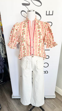 Sienna Floral Entro Pink and Red Top Mannequin 4 Front Tuck