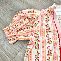 Sienna Floral Entro Pink and Red Top Sleeve Close Up