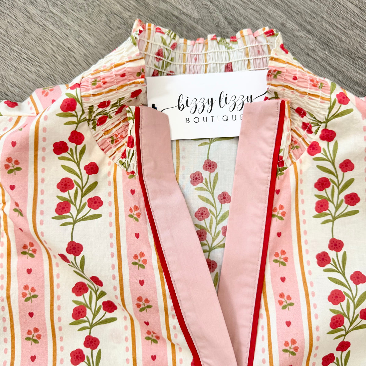 Sienna Floral Entro Pink and Red Top V Neck Close uP