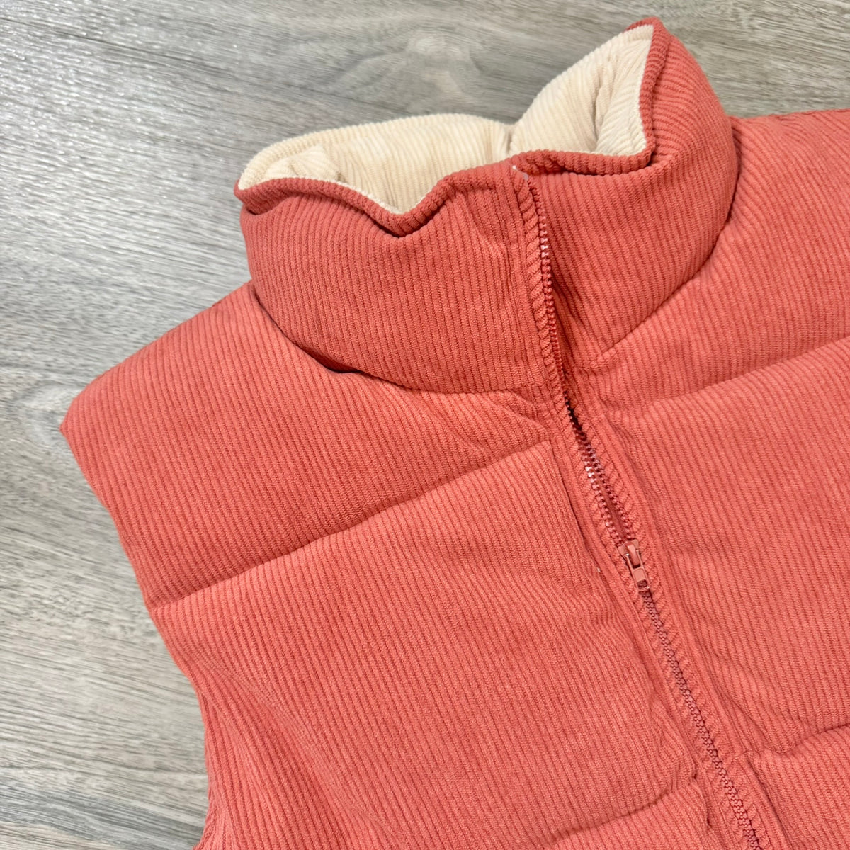 Standard Vest Burnt Orange Corduroy Detail 1