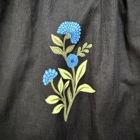 Sugarlips Becca Black Floral Sleeveless Smocked Dress Close Up Photo