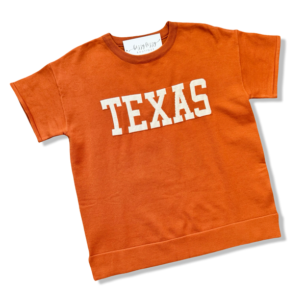 Texas Short Sleeve Sweater Burnt Orange