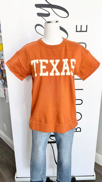 Texas Short Sleeve Sweater Burnt Orange Mannequin