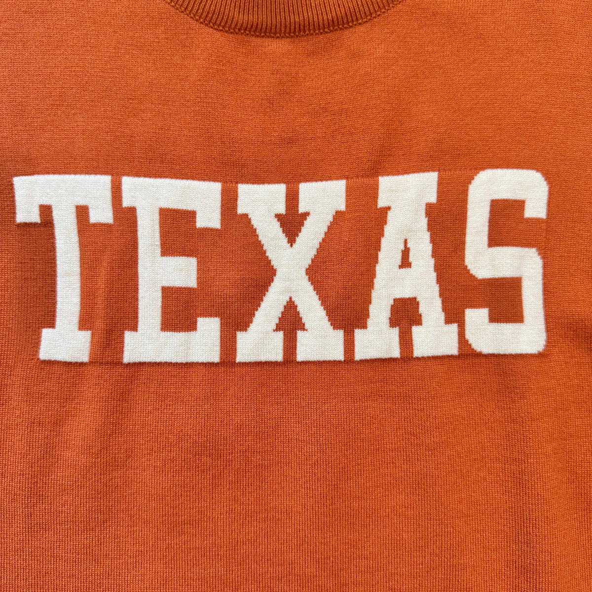 Texas Short Sleeve Sweater Burnt Orange Texas Close Up