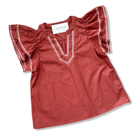 Tyra Top Entro Burnt Orange Embroidered
