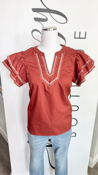 Tyra Top Entro Burnt Orange Embroidered Mannequin
