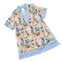 Umgee Chinoiserie Tea Dish Print Dress Pink