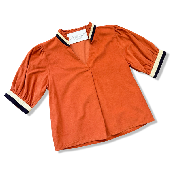 Varsity Top Burnt Orange Corduroy THML