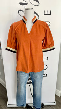 Varsity Top Burnt Orange Corduroy THML Mannequin
