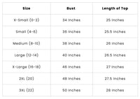WashCo Size Chart Tops