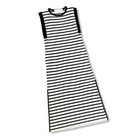 Weekend Black and Cream Striped Maxi Dress Entro
