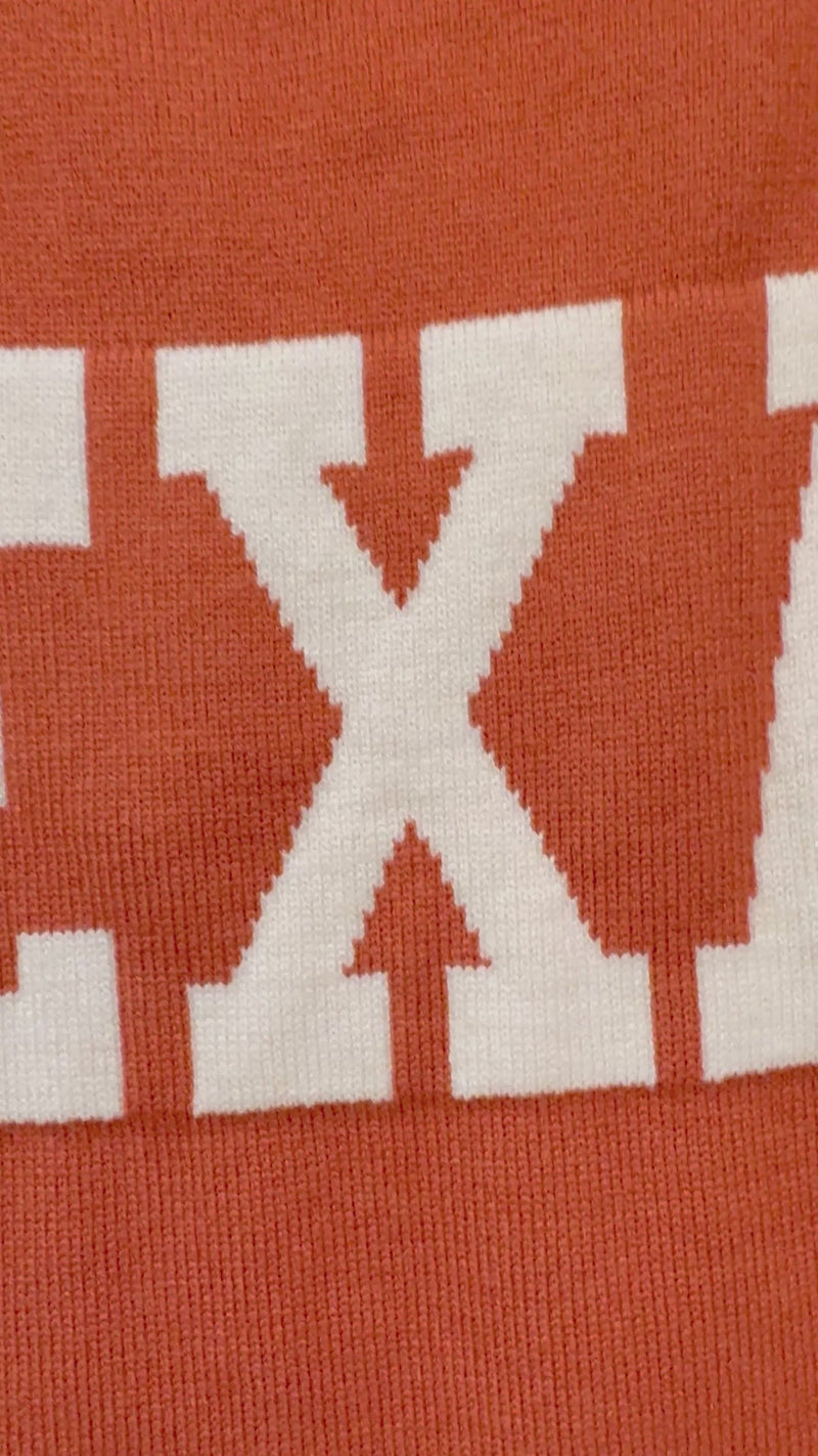 Texas Short Sleeve Sweater Burnt Orange Close Up Video