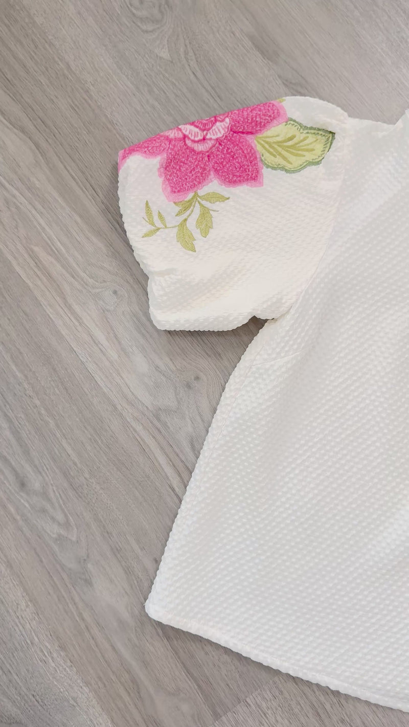 Bailey Umgee Embroidered Cream Top Video Close Up