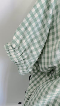 Green Sage Gingham Dress Entro Mannequin Video
