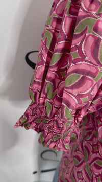 Malbec Wine and Olive Green Entro Top Puff Sleeve Mannequin Video
