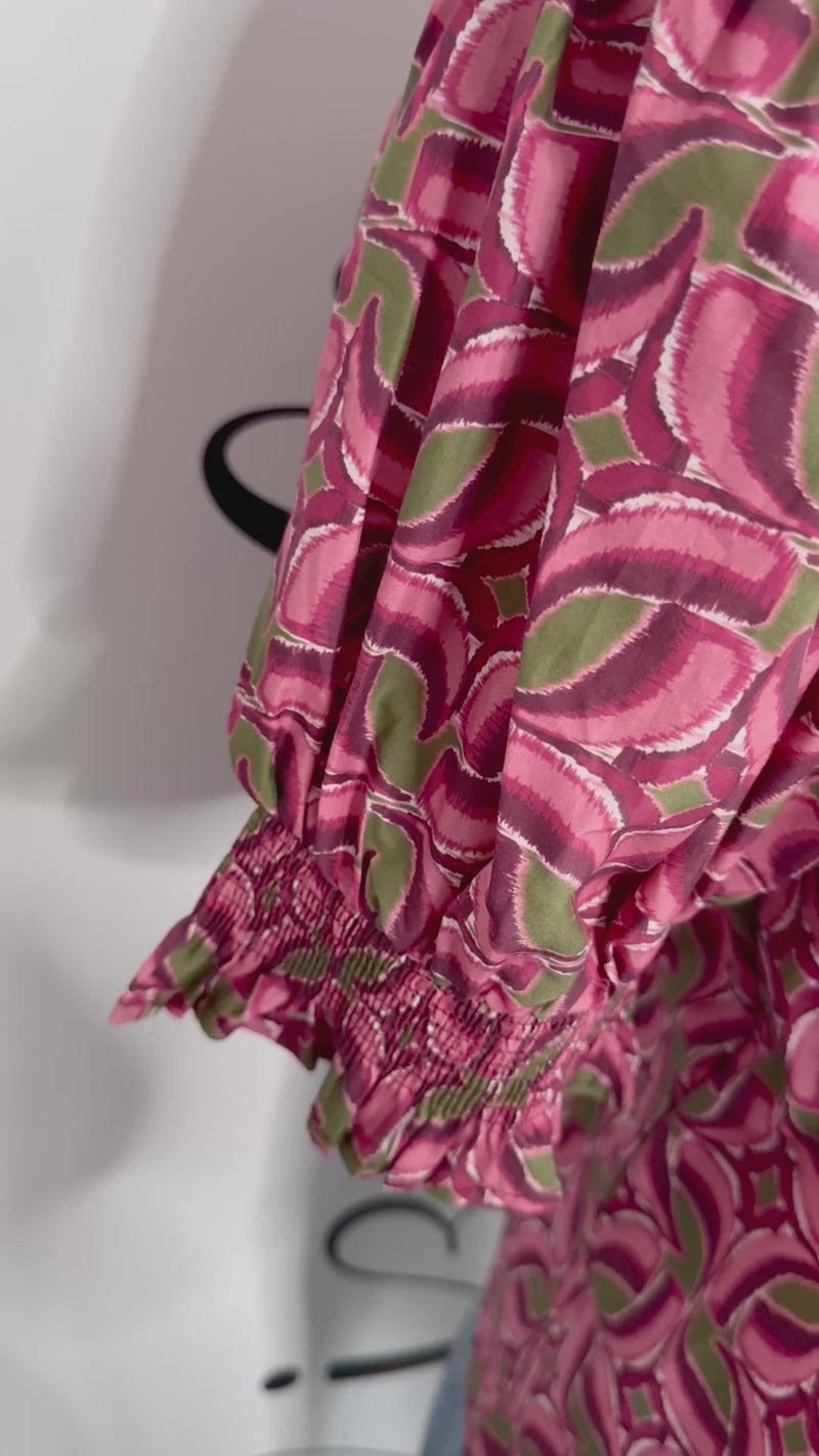 Malbec Wine and Olive Green Entro Top Puff Sleeve Mannequin Video