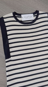 Weekend Black and Cream Striped Maxi Dress Entro Close Up Video