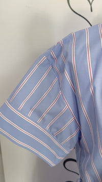 Entro Red white and blue Maxi Stripe Dress with Ruffle Collar Video 1