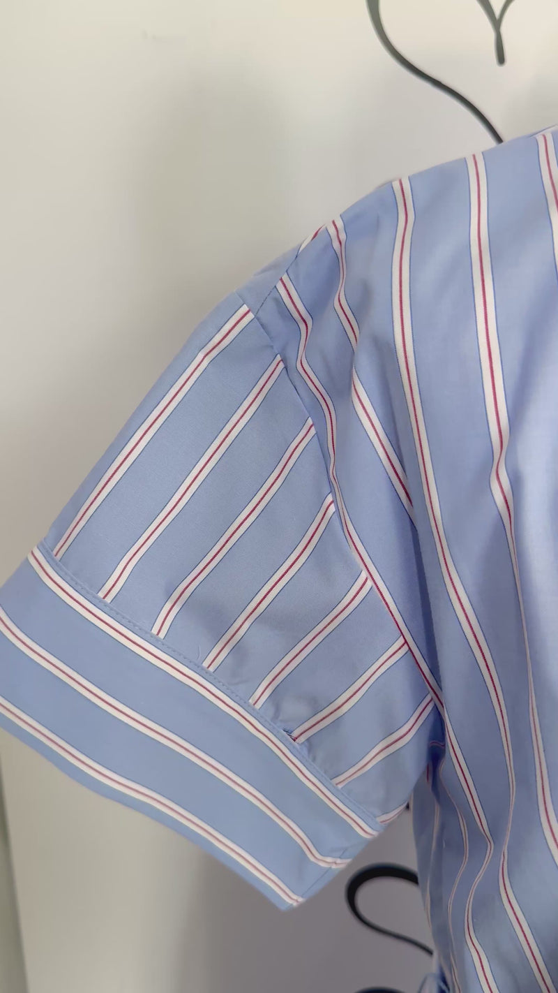 Entro Red white and blue Maxi Stripe Dress with Ruffle Collar Video 1