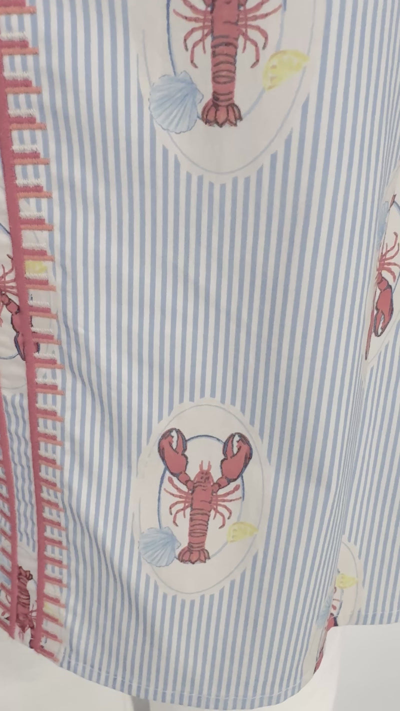 Blue and White Stripe Lobster Print Top THML  Video 1