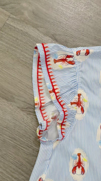 Blue and White Stripe Lobster Print Top THML Video 3