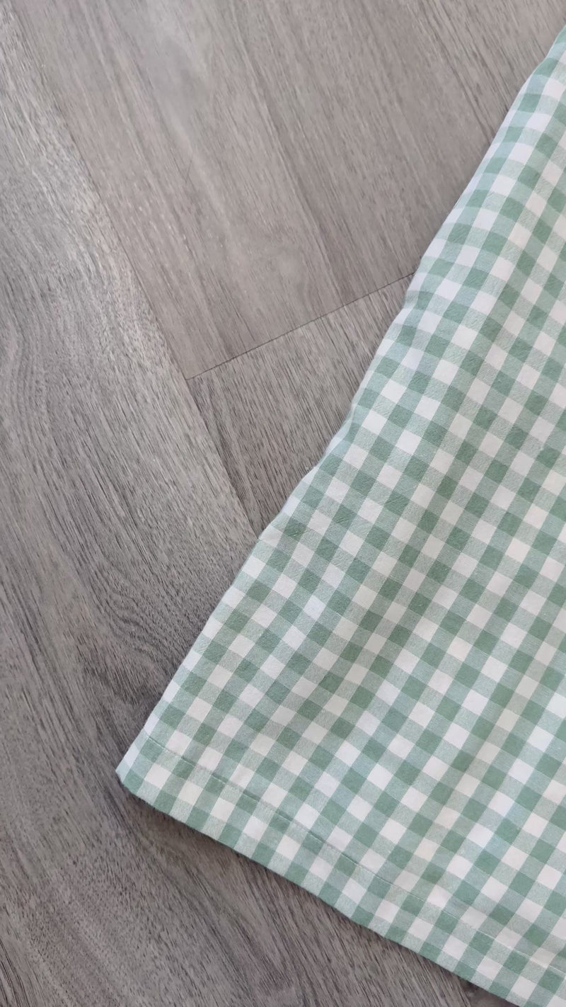 Green Sage Gingham Dress Entro Close Up Video