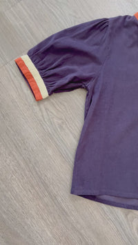 Varsity Top Navy Corduroy THML Close Up