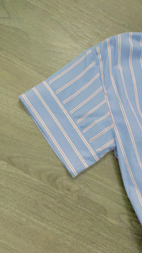 Entro Red white and blue Maxi Stripe Dress with Ruffle Collar Video 2