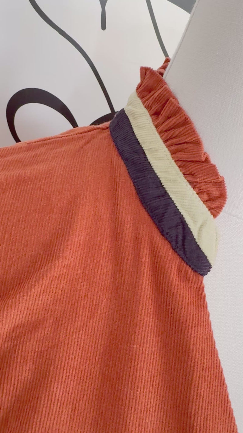 Varsity Top Burnt Orange Corduroy THML Mannequin Video