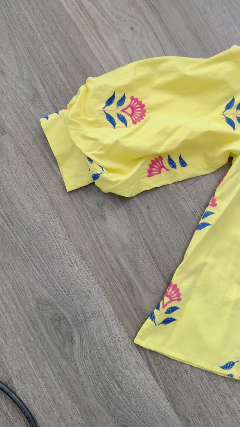 Lemon Yellow Entro Embroidered Top Zandra Video 1