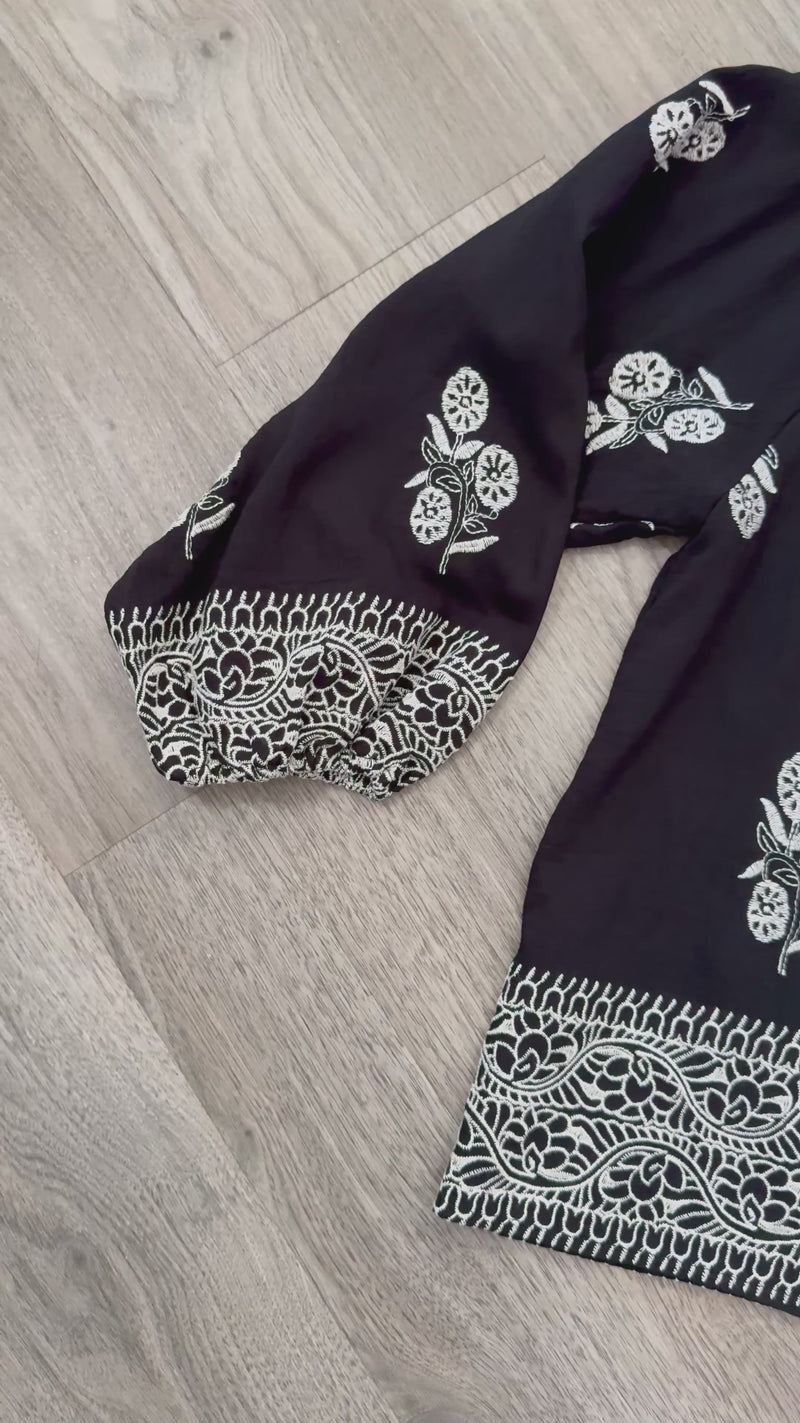 Natalie Entro Embroidered Top Black Close Up Video