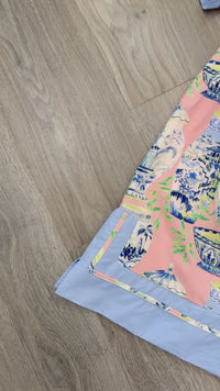 Umgee Chinoiserie Tea Dish Print Dress Pink Close Up Video