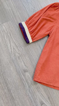 Varsity Top Burnt Orange Corduroy THML Close Up Video