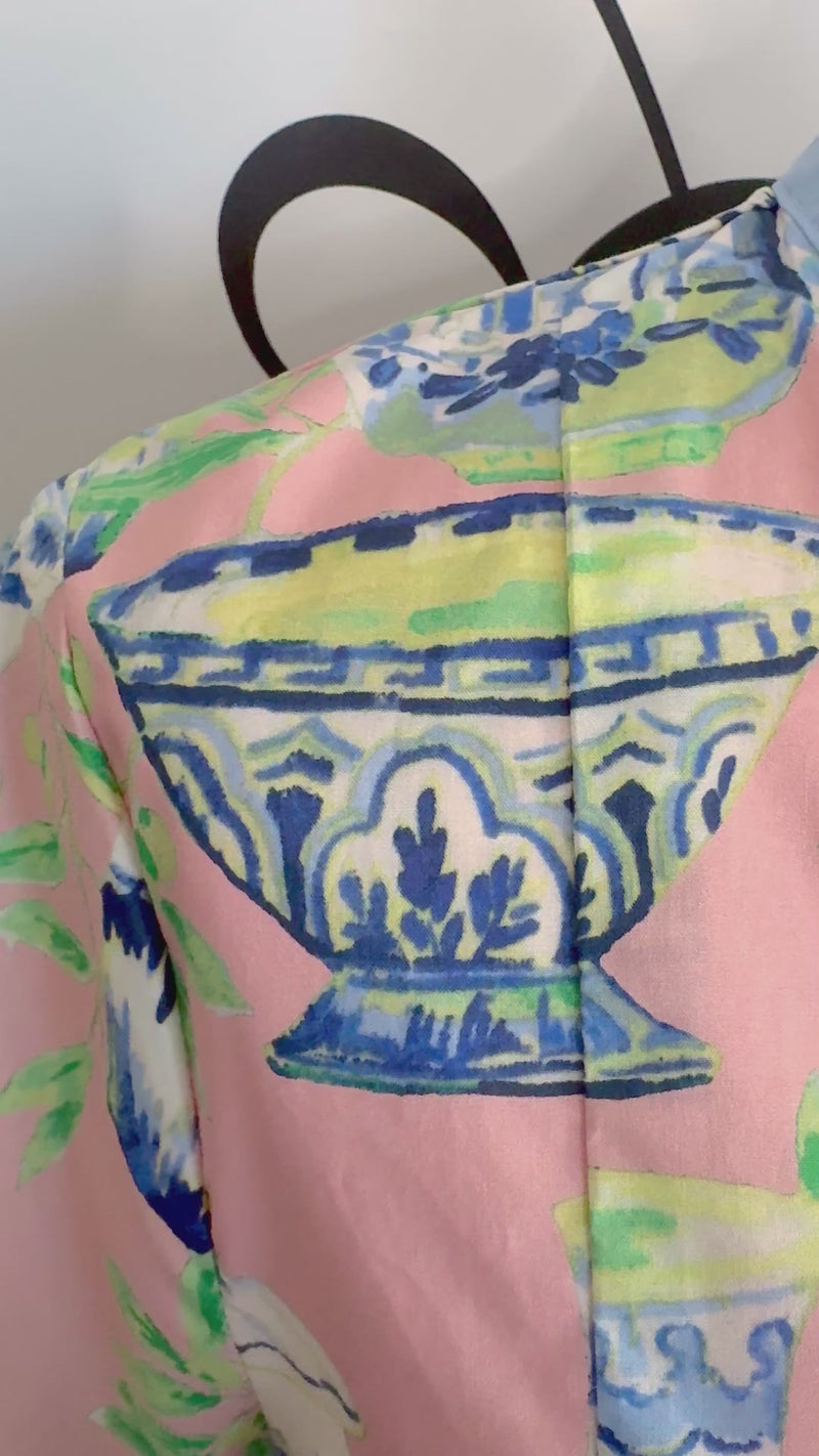 Umgee Chinoiserie Tea Dish Print Dress Pink Mannequin Video