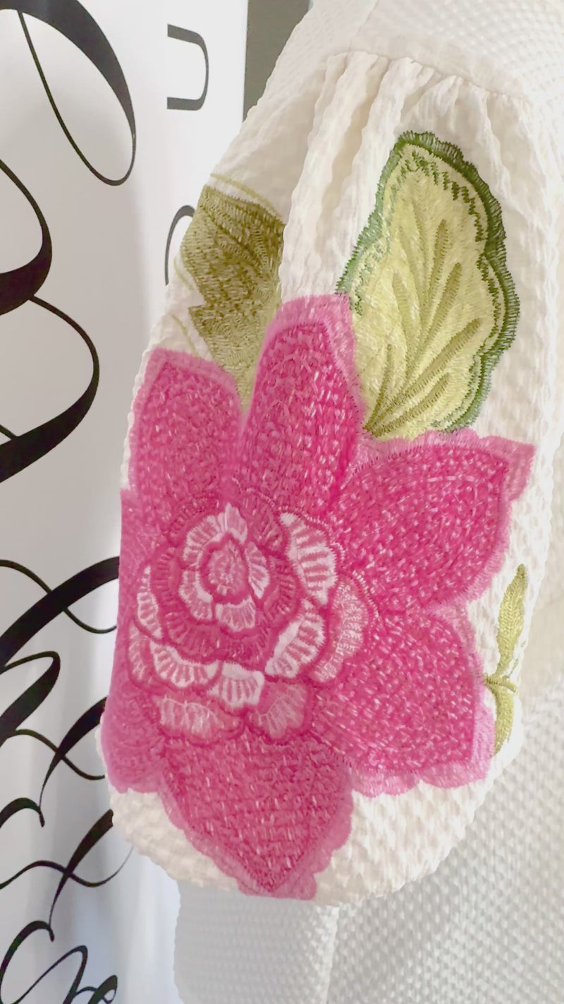 Bailey Umgee Embroidered Cream Top Video Mannequin